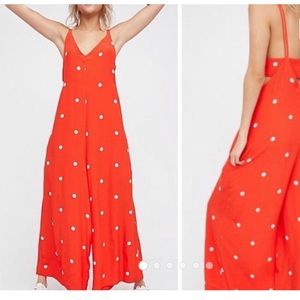 FREE PEOPLE DREAM BIG JUMPSUIT - RED (SZ XS)